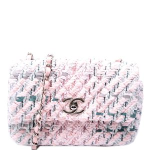 Chanel Classic Flap Mini Rectangle Tweed RFID Pink Bag