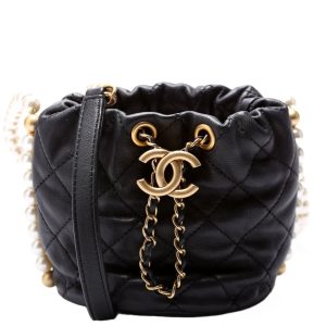 Chanel About Pearls Bucket Mini Calfskin 31M Black Bag