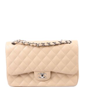 Chanel Classic Flap Jumbo Caviar 14-16M Nude Bag