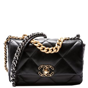 Chanel Quilted Goatskin 19 Medium Flap RFID Black Bag