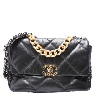 Chanel Quilted Goatskin 19 Large Flap 29M Black Bag