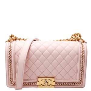 Chanel Boy Flap Medium Chain Detail 24M Pink Bag