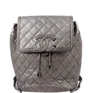 Chanel CC Filigree Backpack Metallic Caviar 26M Bag