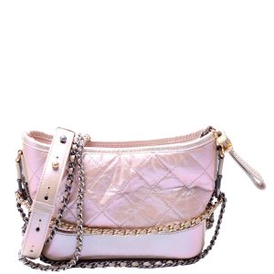 Chanel Gabrielle Hobo Small Calfskin Iridescent 25M Tan/Pink Bag