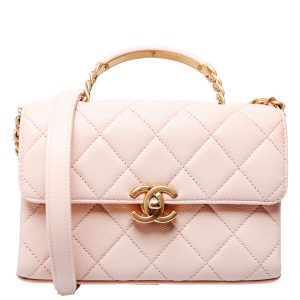 Chanel Carry Me Top Handle Caviar Small RFID Peach Bag