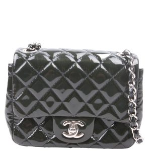 Chanel Classic Flap Mini Square Patent 19M Green Bag