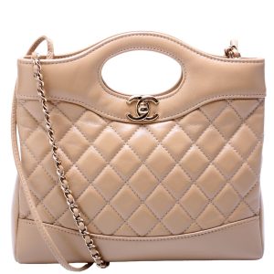 Chanel 31 Mini Shopping Shiny Calfskin Tan Bag