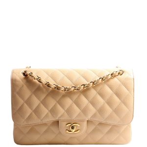 Chanel Classic Flap Jumbo Caviar 17-20M Nude Bag