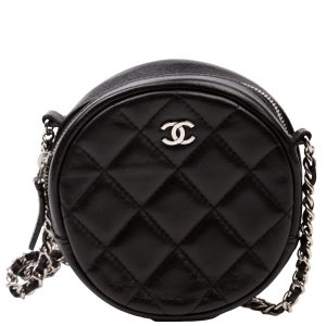 Chanel Classic Round Chain Clutch Black Bag