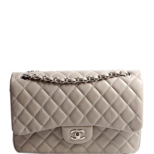 Chanel Classic Flap Jumbo Lambskin 25-28M Gray/Silver Bag