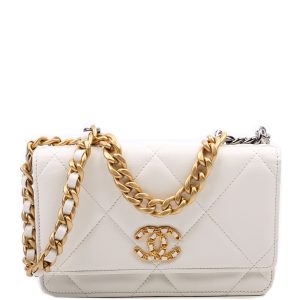 Chanel 19 WOC Quilted Lambskin 30M White Bag