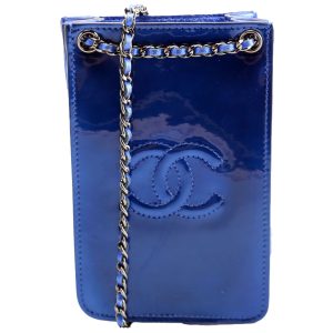 Chanel CC Phone Holder Patent 19M Blue Bag