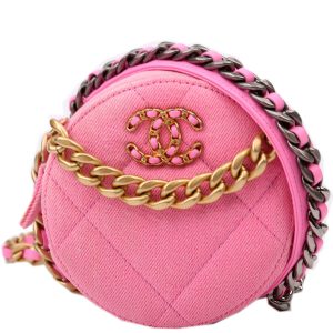 Chanel 19 Round Clutch Denim 31M Pink Bag