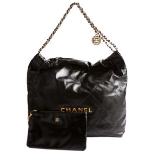 Chanel 22 Quilted Medium Hobo RFID Black/Gold Bag