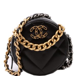 Chanel 19 Round Clutch Goatskin Bag