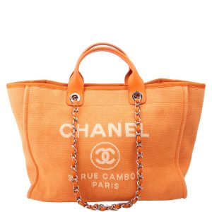 Chanel Deauville Medium Mixed Fibers 20M Orange Bag
