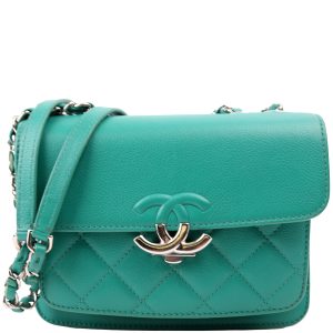 Chanel CC Box Flap Small Quilted Caviar 23M Green Bag