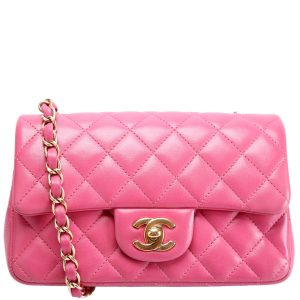 Chanel Classic Flap Mini Rectangle Lambskin 17M Pink Bag