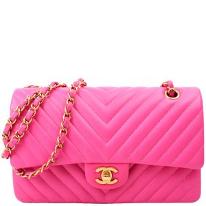 Chanel Classic Flap Medium Chevron Lambskin 21M Pink Bag