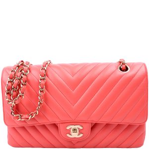 Chanel Classic Flap Medium Chevron Lambskin 27M Salmon Bag