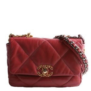 Chanel Quilted Goatskin 19 Medium Flap 30M Red Bag