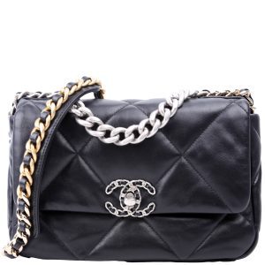 Chanel Quilted Goatskin 19 Medium Flap RFID Black Bag