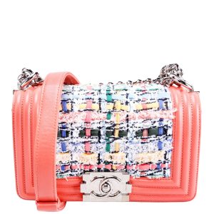 Chanel Boy Flap Small Tweed 20M Coral/Multicolor Bag