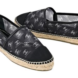 Chanel Grosgrain Logo Mesh Espadrille