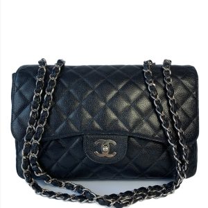Chanel Classic Flap Jumbo/Large Black Caviar Leather