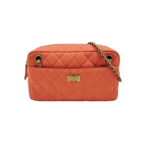 Chanel 2016 Canvas Quilted Small 2.55 Mademoiselle Camera Case Bag Orange