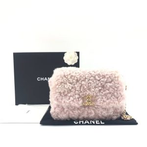Chanel 19 Bag 2021 Small Pink Shearling Flap Bag