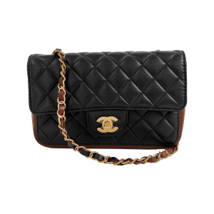 Chanel Classic Flap Rectangular Mini Black and Burgundy Lambskin Leather Gold Hardware 2020