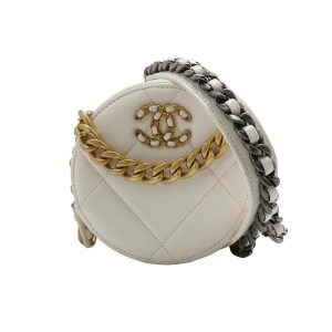 Chanel 19 Round White Cannage Leather bag