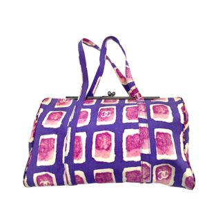 Chanel KissLock Frame Bag Purple Pink Cloth 2000-2002