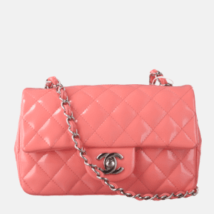 Chanel Classic Flap Mini Pink Patent Leather Silver Hardware, 2015-2016