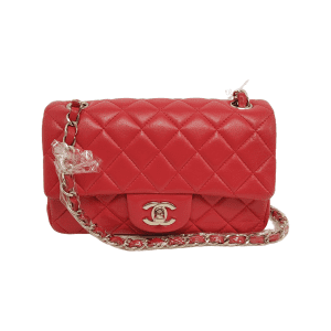 Chanel Classic Flap Rectangular Mini Red Lambskin Leather Gold-tone Hardware