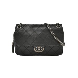 Chanel 2013 Paris-Edinburgh Large Black Flap Calfskin Leather Shoulder Bag
