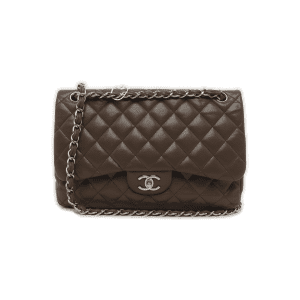 Chanel Classic Flap Jumbo 2012 Coffee Brown Caviar Leather Double Flap Silver Hardware