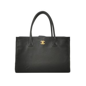 Chanel Cerf Executive Black Caviar Leather Handbag Gold Hardware