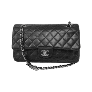 Chanel Classic Flap Medium Black Caviar Leather Silver Hardware