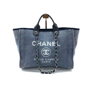 Chanel Deauville Tote Medium Navy Denim Top Handle 2012