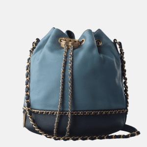 Chanel CC Lovely Chained Bucket Bag Lambskin Leather Navy Gold HW, 2018-19