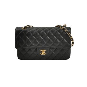 Chanel Classic Flap Medium Black Caviar Leather Gold-tone Hardware 2012-2013