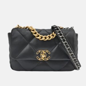 Chanel 19 Bag Small Black Lambskin Leather Crossbody Bag, 2020-2021