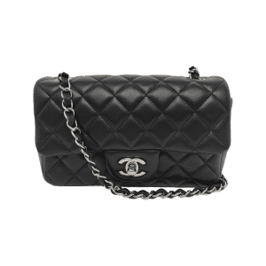 Chanel Classic Flap Rectangular Mini Black Lambskin Leather Silver Hardware