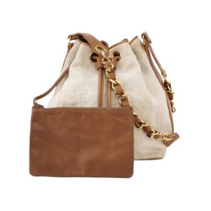 Chanel Patchwork Canvas and Leather Drawstring Bucket Bag, 1989-1991