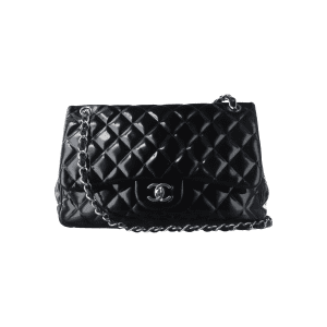 Chanel Classic Flap Jumbo Large Black Patent Leather Silver Hardware, 2011