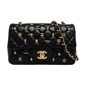 Chanel Classic Flap Mini Egyptian Amulet Black Lambskin Leather Gold Hardware