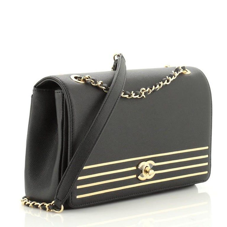 CHANEL Caviar Leather Captain Gold Flap Bag - Image 2