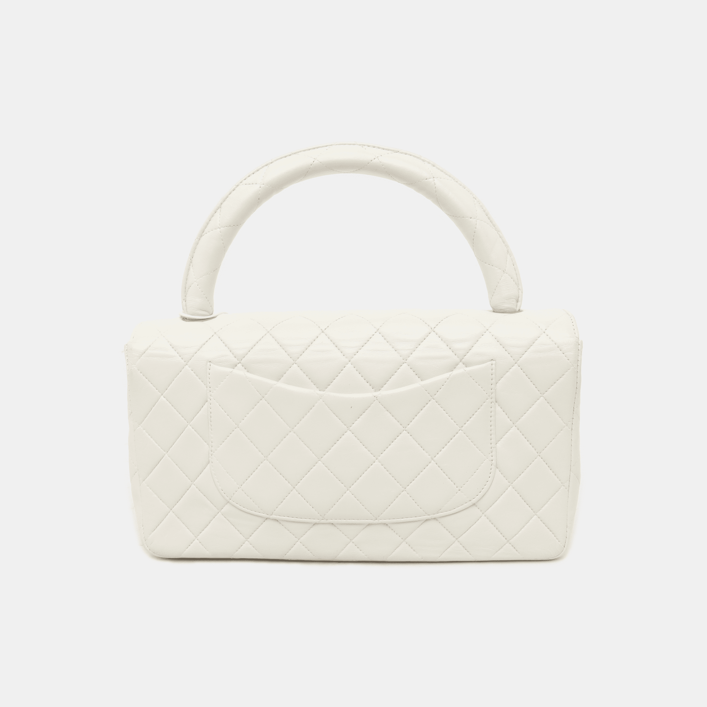 Chanel Kelly Parent Top Handle Flap Bag Medium White Lambskin Leather Gold Hardware 1991-1994 - Image 4